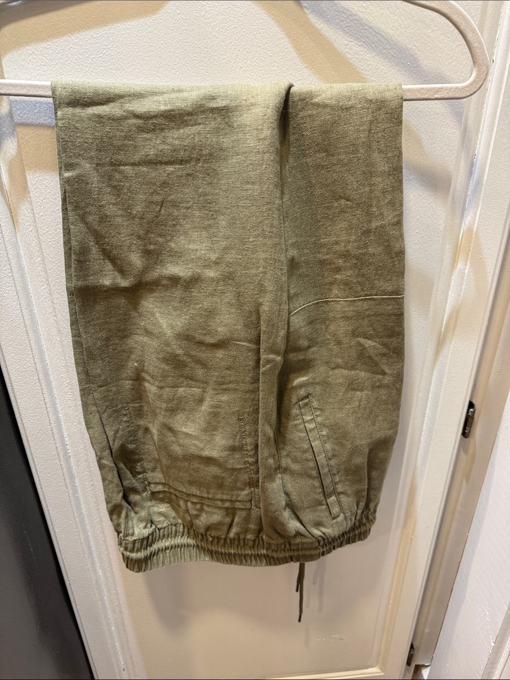 Athleta linen womens Olive Green Casual drawstring panta